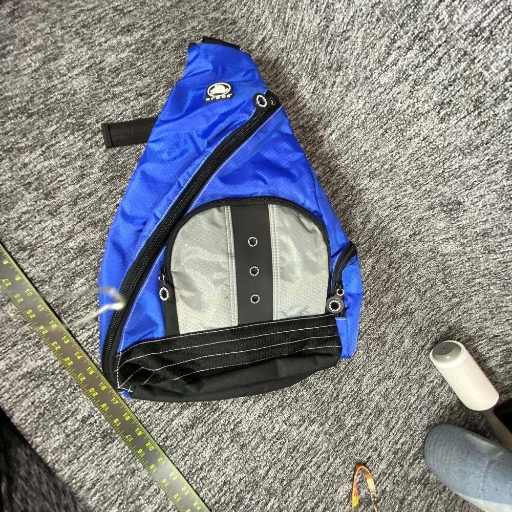 Vtg Crocs Sling Backpack Bag Royal Blue Silver Single Strap Crossbody Travel